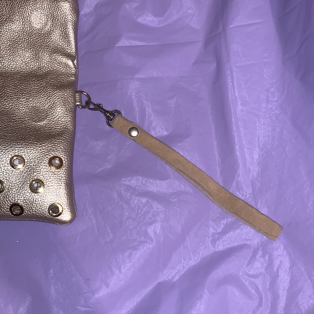 2/$15 π΅ Metallic Gold Bag...Clutch/Wristlet. Accessorize Gold Eyelets - Picture 4 of 7